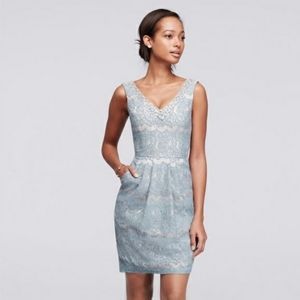 City Triangles nude blue lace semi formal dress 4 weddings bridesmaid mo…